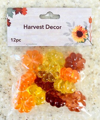 Harvest Decor MINI PUMPKINS Faux Glass Table Scatter Filler DIY Craft SET of 12