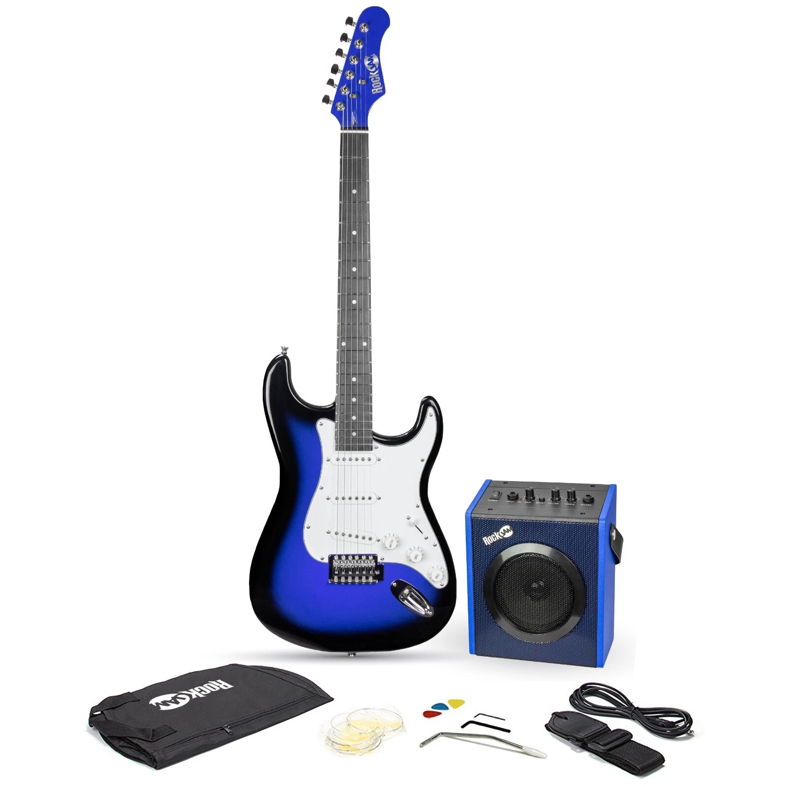 RockJam Full-Size 10 Watt Electric Guitar Kit with Amp, Bag