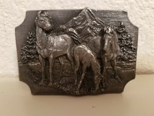 Siskiyou 1989 Belt Buckle Q-85 / S Horses 3 Dimensional USA Made Oregon