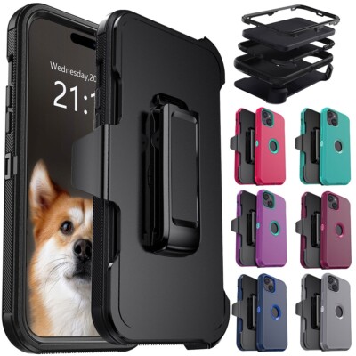 For Apple iPhone 15/15 Plus/Pro Max/Shockproof Heavy Duty Case Cover / Belt Clip