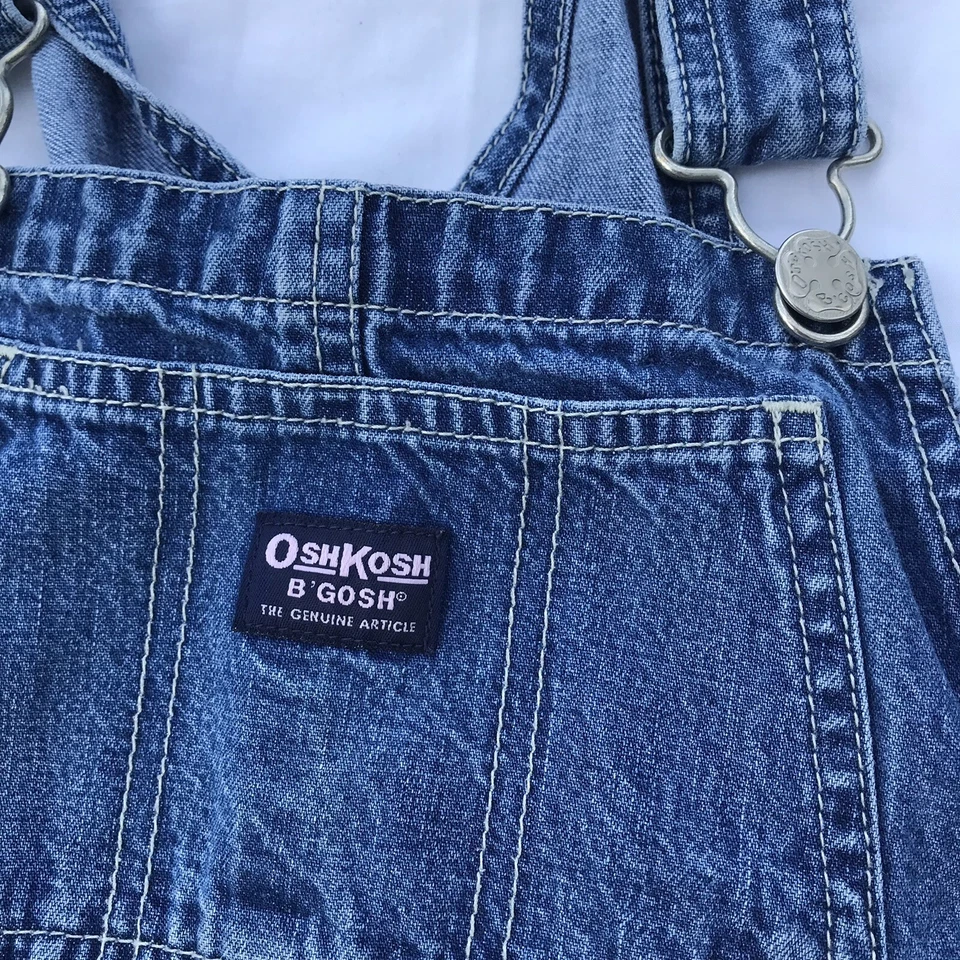 Mono Osh Kosh Niña 5 Azul Premium Denim Ajustable Vestbac Rosa Etiqueta De Colección Foto 4 de 4
