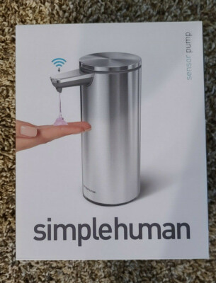 simplehuman 9 oz. Rechargeable Liquid soap pump dispenser, touch-free with soap