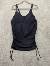 Athleta Swimwear Top Women's 36 B/C Black Side Scrunch Tankini Beach Swimming