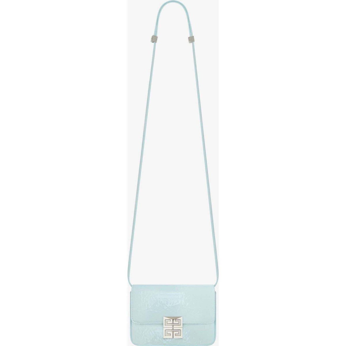GIVENCHY スパンコールミニバッグ Givenchy Mini 4G Sky Blue Patent Leather Silver Logo Flap