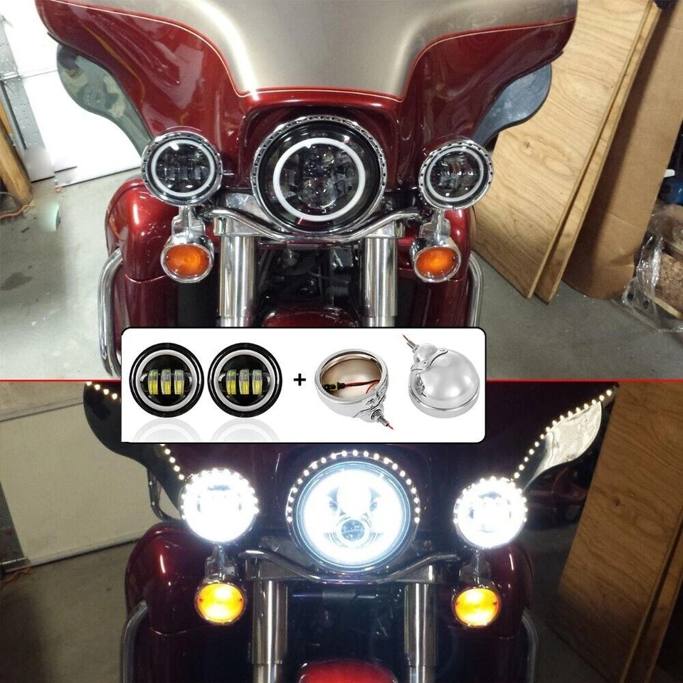 4.5" inch LED Passing Spot Fog Light Lamp For Harley Softail FatBoy FLSTF - Image 2 of 4