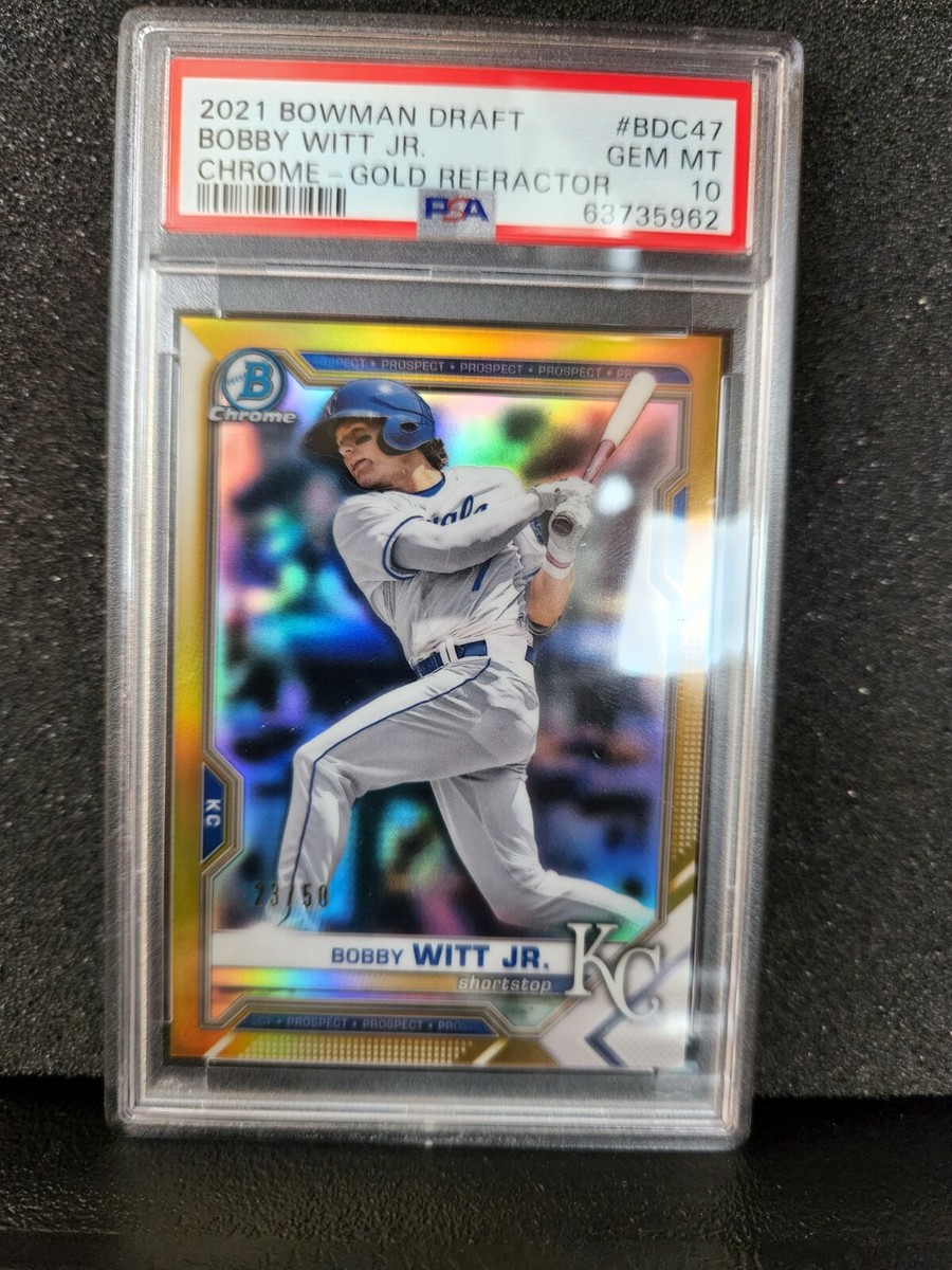 2021 BOWMAN DRAFT BOBBY WITT JR CHROME GOLD REFRACTOR PSA 10 !!POP 