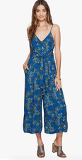 Free People Hot Tropics Jumpsuit Womens 0 Blue Floral Wide Leg Cropped