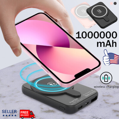 Wireless Power Bank 1000000mAh Backup Fast Portable Charger External Battery