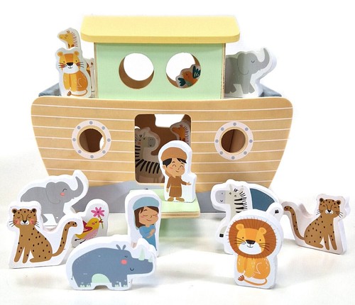 Holzspielzeug Set | HOLZ Bauernhof klappbar + Arche Noah Spielzeug Tiere Figuren - Bild 6 von 14