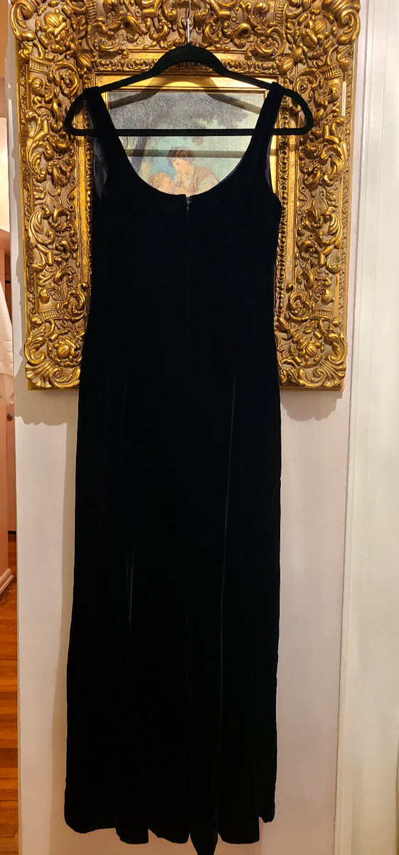 Victor Costa RARE Vintage Black Velvet Sleeveless Long Dress Size 4 USA. View 6