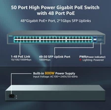 YuanLey 50 Port Gigabit Ethernet Switch with 48 Port PoE