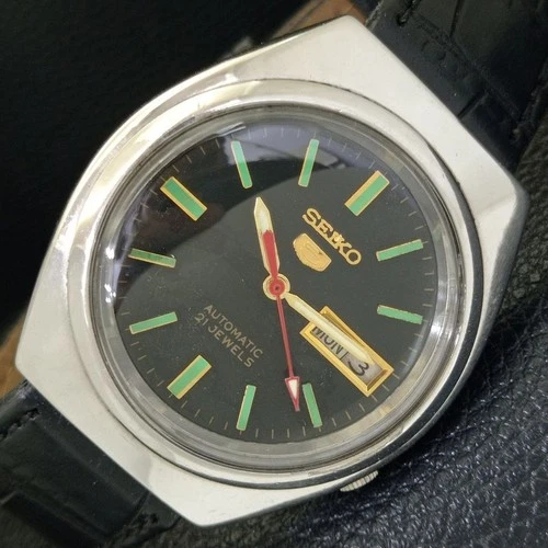 VINTAGE SEIKO 5 AUTOMATIC 7S26A JAPAN MENS BLACK COLOR DIAL WATCH a701915-1