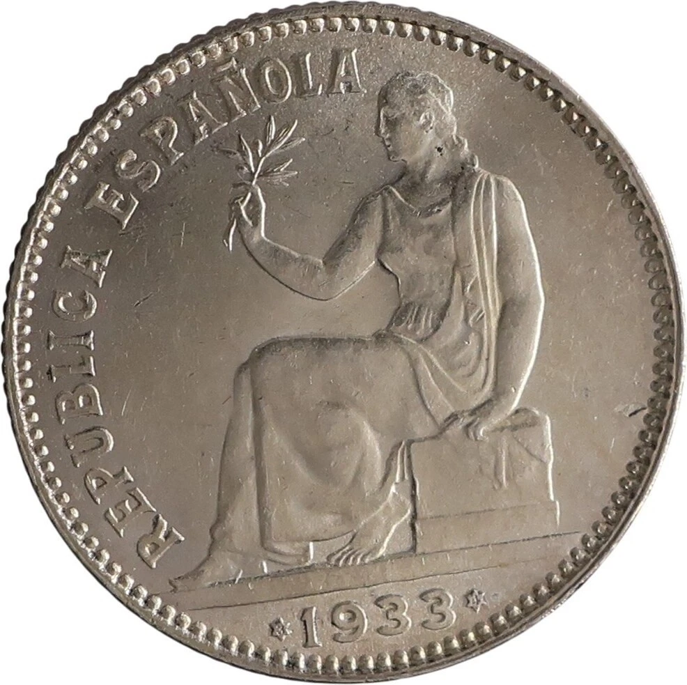 1933年 第二共和政 スペイン1ペセタヒスパニア女神銀貨 PCGS認証 Peseta 1933 Year Spanish Coins for sale | eBay