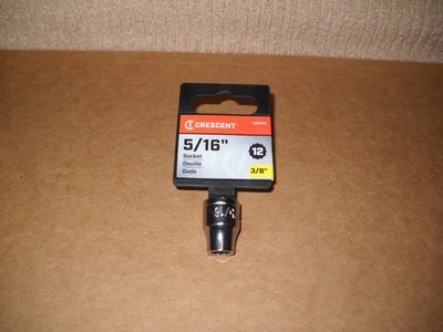 New Crescent 3/8 Inch Drive 5/16'' 12 Point Standard Depth Socket New on Hanger