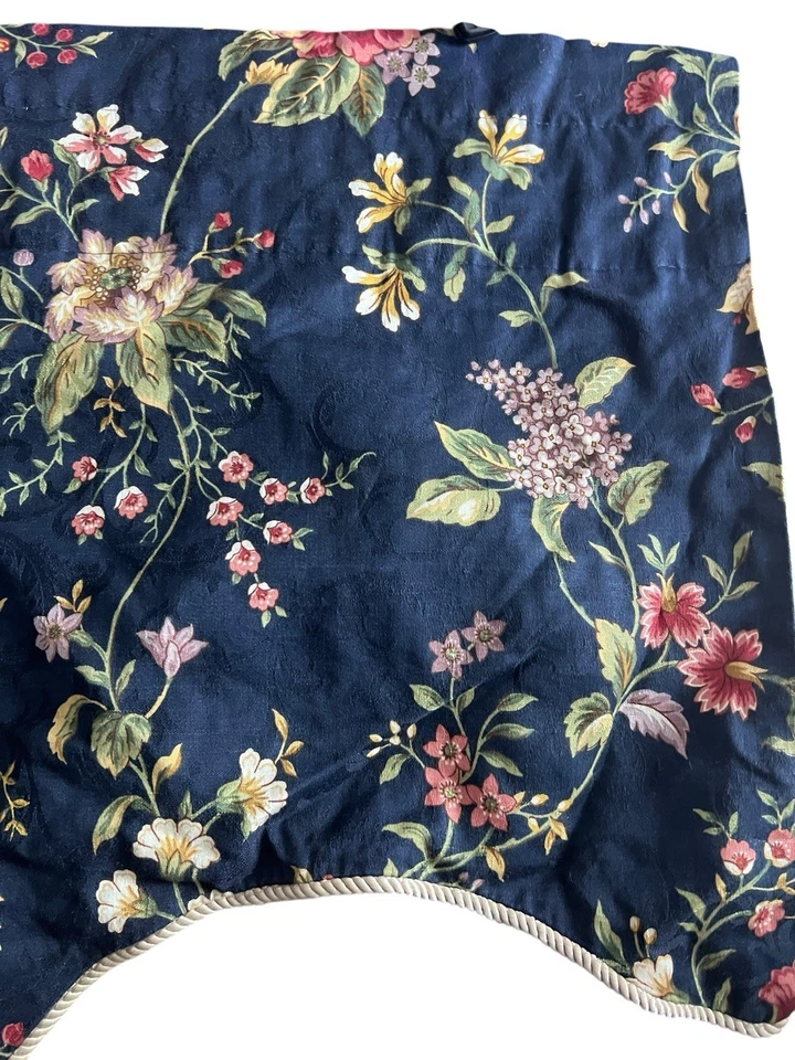 Set 3 Chaps Cape Cod Floral Angled Window Valances Navy 62x24.5 - Image 2 of 2