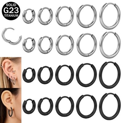 1 Pair 18g/20g G23 Titanium Hoop Earring Ear Conch Helix Piercing Jewelry 6-20mm
