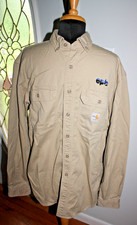 Carhartt FR Work Shirt Mens M Tan Pockets Flame Resistant HRC 1 L/S Logo
