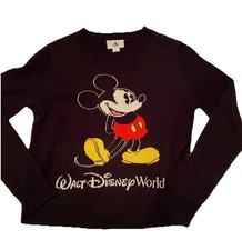 Disney Mickey Mouse Sweater Boys L Black Knit Pullover Vintage Style NEW