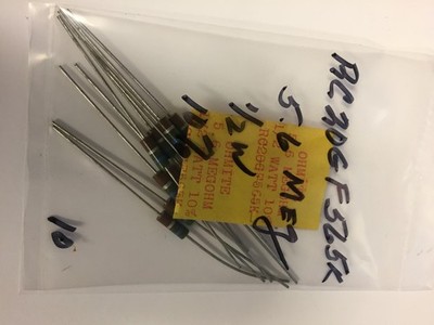 OHMITE RC20GF565K 5.6MEG  OHM  1/2W 10% CARBON COMPOSITION RESISTORS 10  PCS NOS