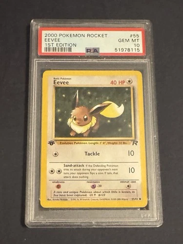 Eevee 55/82 First 1st Edition PSA 10 Gem Mint Team Rocket 2000 Pokemon