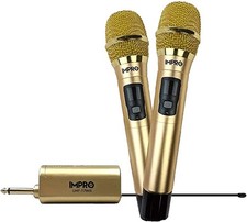 Dual Wireless Karaoke Microphone System Professional UHF ImPro Gold 