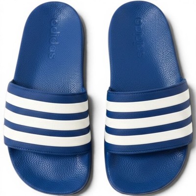 Adidas Adilette Shower Adj Slides Kids Blue White EG1355 Size 12K Sandals New