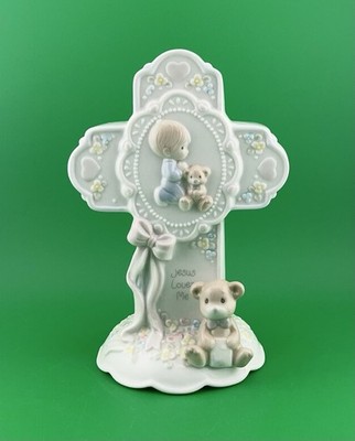置物 90s  Precious Moments Light fixture 1993 Precious Moments Jesus Loves Me Cross Night Light Lamp Boy