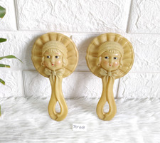 Vintage Baby Face Embosed Celluloid Rattle Toy Making Good Sound Pair TOY868