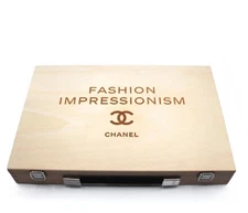 CHANEL Briefcase Shelf/Desk Display Box w-Handle + Original CC Canvas Photos