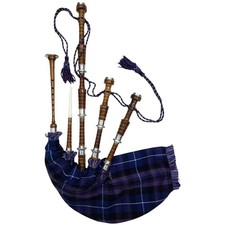 Scottish Great Bagpipes Natural Silver Finish with Silver Mounts, Includes Book
