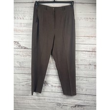 Talbots Pants Women's 12 Brown Pleated Trousers Zip Fly Pockets Dress Slacks