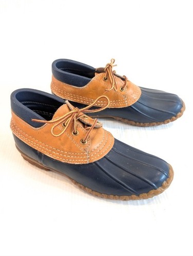 L.L. BEAN Women's Navy And Tan Two-Tone Duck Boots Size 9