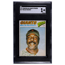Willie McCovey #177 SGC 1 1977 Topps Venezuelan Winter League Sticker Vintage