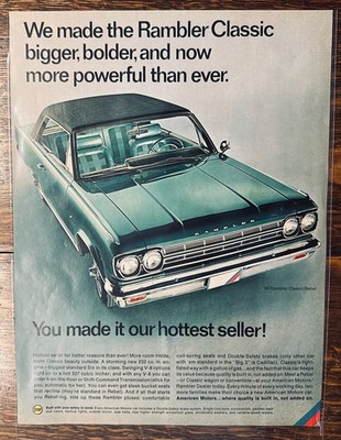 Set of (2) Rambler Muscle Car Ads 1966 & 1967 - Classic & Ambassador Set #1711