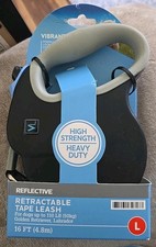 Vibrant Life Reflective Retractable Tape Leash, Large, Black 16ft