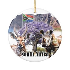 South Africa Ceramic Ornament, Travel Scene, Custom Year