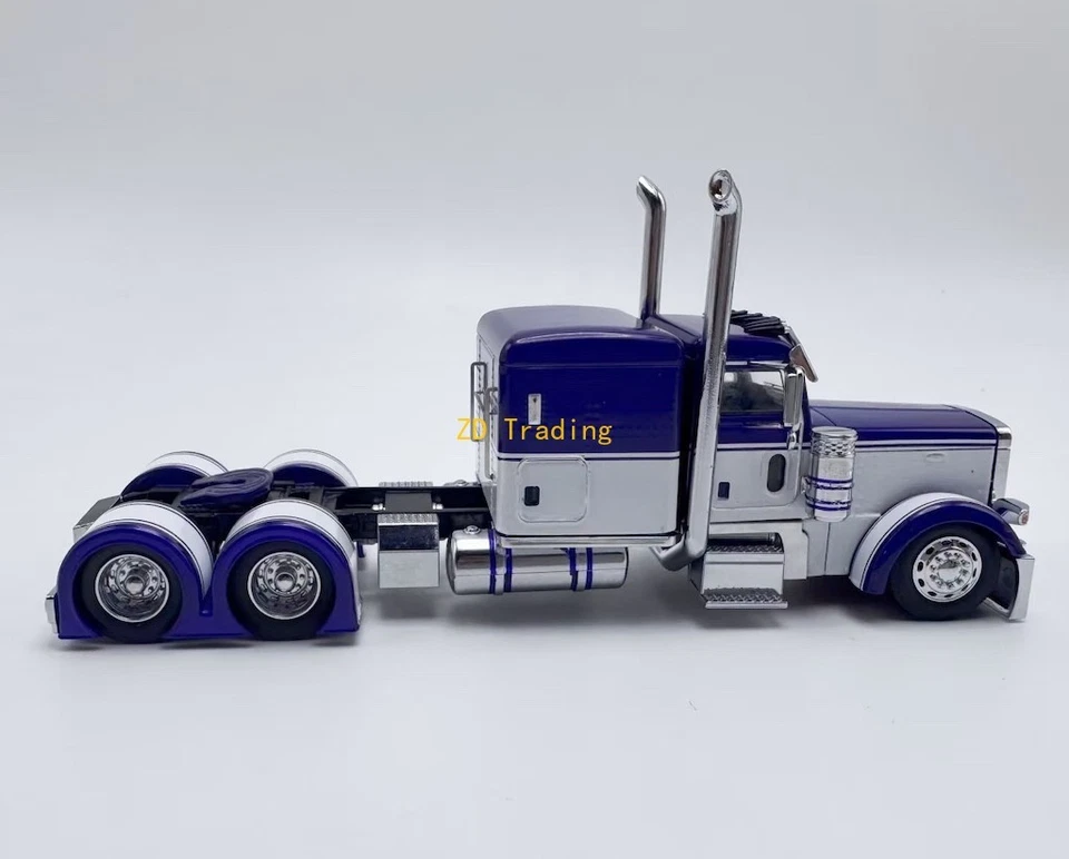 ZD 1:64 596 Blue White Peterbilt W983 379 Truck Tractor Model Diecast Metal Car - Image 4 of 4