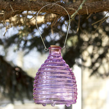 Pink Glass Beehive Hanging Wasp Trap Embossed Garden Fly Bug Catcher Honey Pot