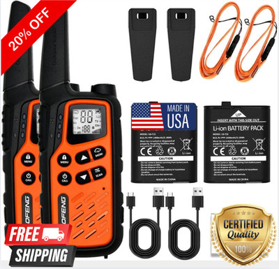 2 PACK Long Range Walkie Talkie 100 Mile Two Way Radio Charge Headset Waterproof