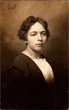 Portrait Postcard RPPC Edwardian Woman Pompadour Hair Studio Photo Early 1900s