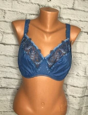 Simone Perele Full Cup Bra 34 E EU 75E Blue Underwire NWT