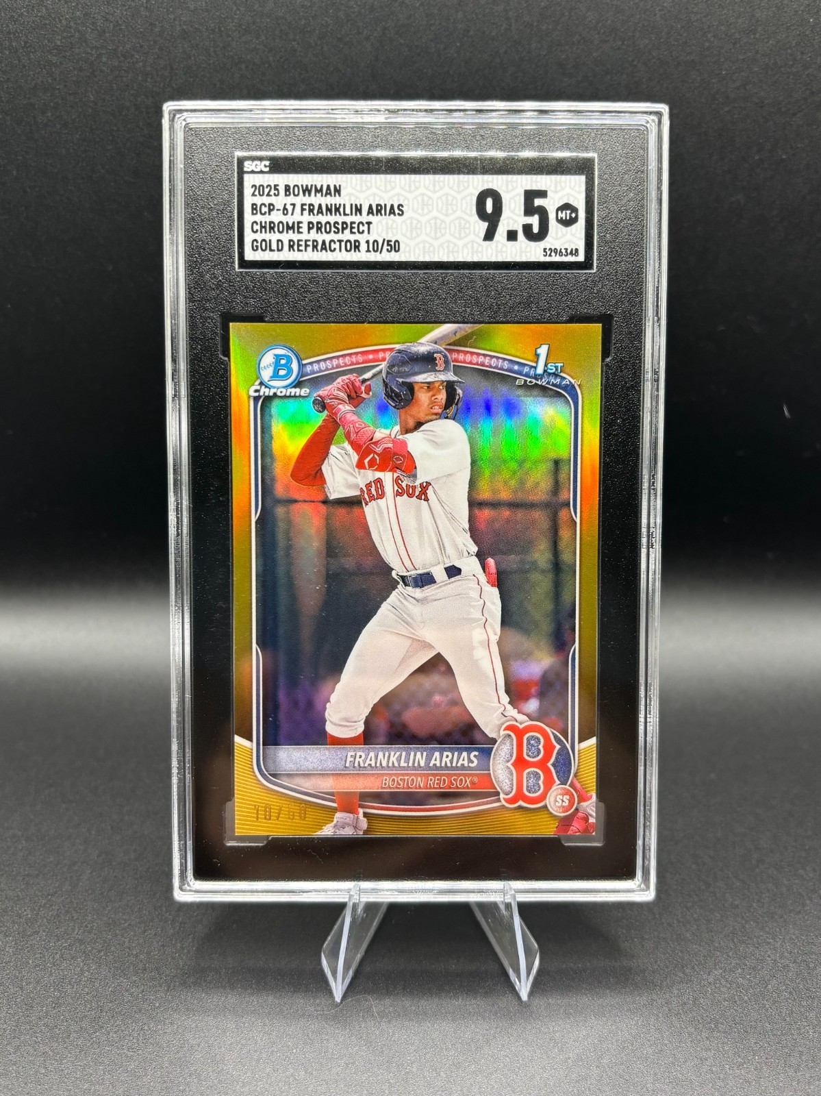 2025 Bowman Chrome 1st Franklin Arias True Gold Refractor #/50 SGC 9.5