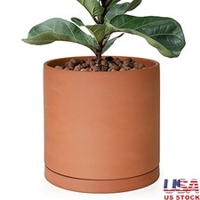 Large 10 Inch Terracotta Plant Pot W/ Drainage Hole Saucer Indoor Planter New