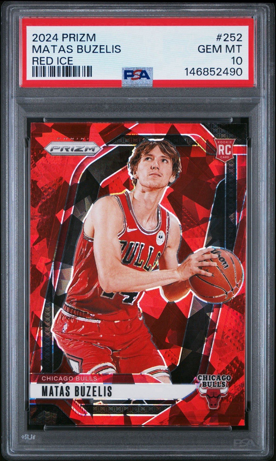🔥2024-25 Panini Prizm - Matas Buzelis #252 Red Ice Prizm (RC) PSA 10🔥