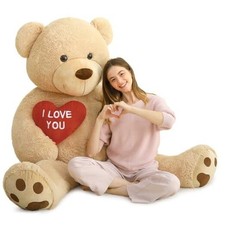 Giant Teddy Bear - Tall, Red Heart, Huge Valentine's Teddy Bear 5 Feet Brown