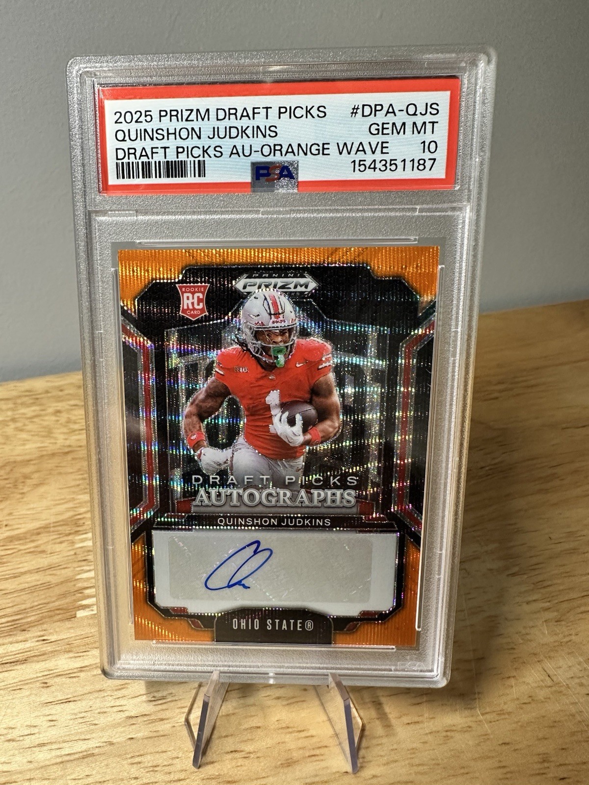 Quinshon Judkins Panini Prizm Draft Picks Draft Picks Autographs #DPAQJS Orange Wave