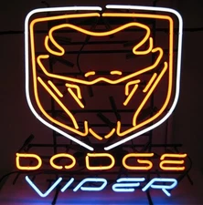 Dodge Viper Garage Open Neon Light Sign 17"x14" Lamp Bar
