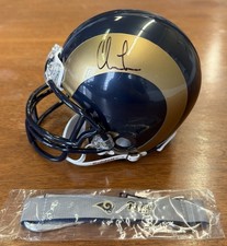 Chris Long Autographed Rams Mini Football Helmet & Rams Keychain.