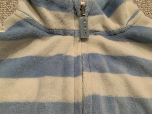 Gymboree PANDA CLUB Blue & White Stripe Velour Flowers Jacket Girl Size 6 - Picture 3 of 7
