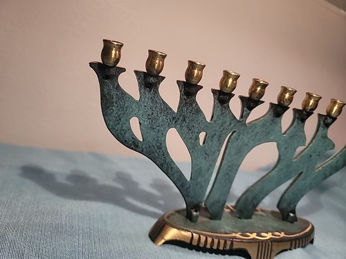 Vintage Messing Menora Vogelform Made In Israel von Oppenheim Chanukka Judaica - Bild 8 von 12